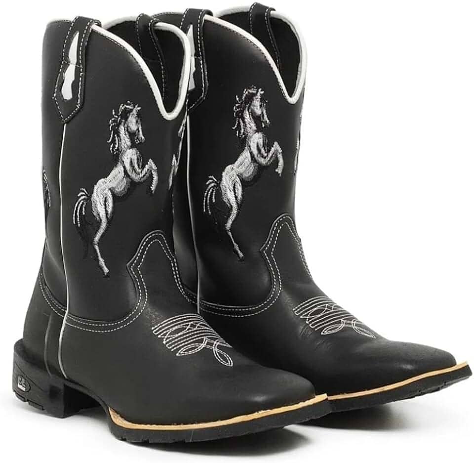 Bota Texana Masculina Com Bordado Cavalo Botina Country Texana