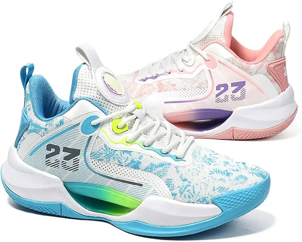 Tênis de basquete masculino de cano alto antiderrapante, esportivo, resistente ao desgaste e com absorção de choque, calçado prático de treinamento