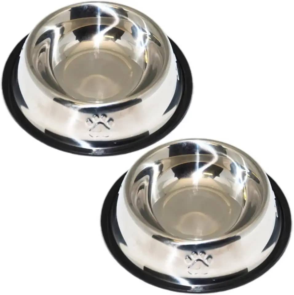 Kit com 2 Comedouros de Inox 200ml – Tigela Pote para Ração e Água – Cães e Gatos de Pequeno Porte