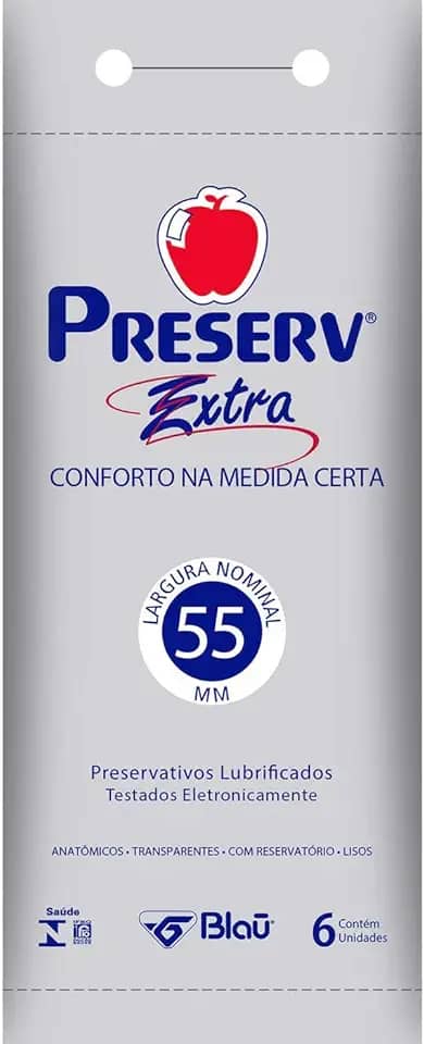 Preservativo Extra Lubrificado com Óleo de Silcone com 6 Unidades, Preserv