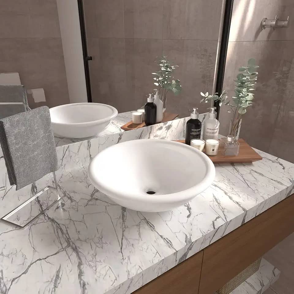 Cuba Pia Redonda de Apoio ou Sobrepor para Banheiro Lume Branco