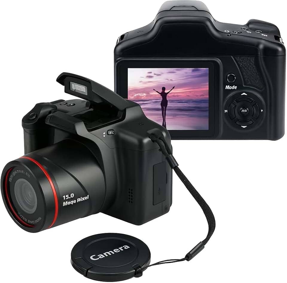 Acuvar Câmera digital de 16 MP, mini câmera compacta estilo SLR com LCD de 2,4 polegadas, zoom de 16x, sensor CMOS – câmera vlogging aponte e atire para fotografia, YouTube, crianças, iniciantes e