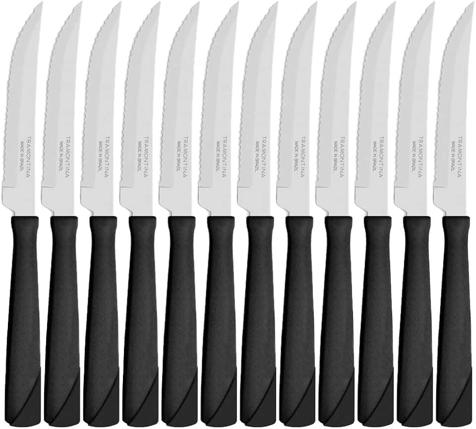 Conjunto de Facas para Churrasco Tramontina New Kolor com Lâminas em Aço Inox e Cabos de Polipropileno Preto 12 Peças