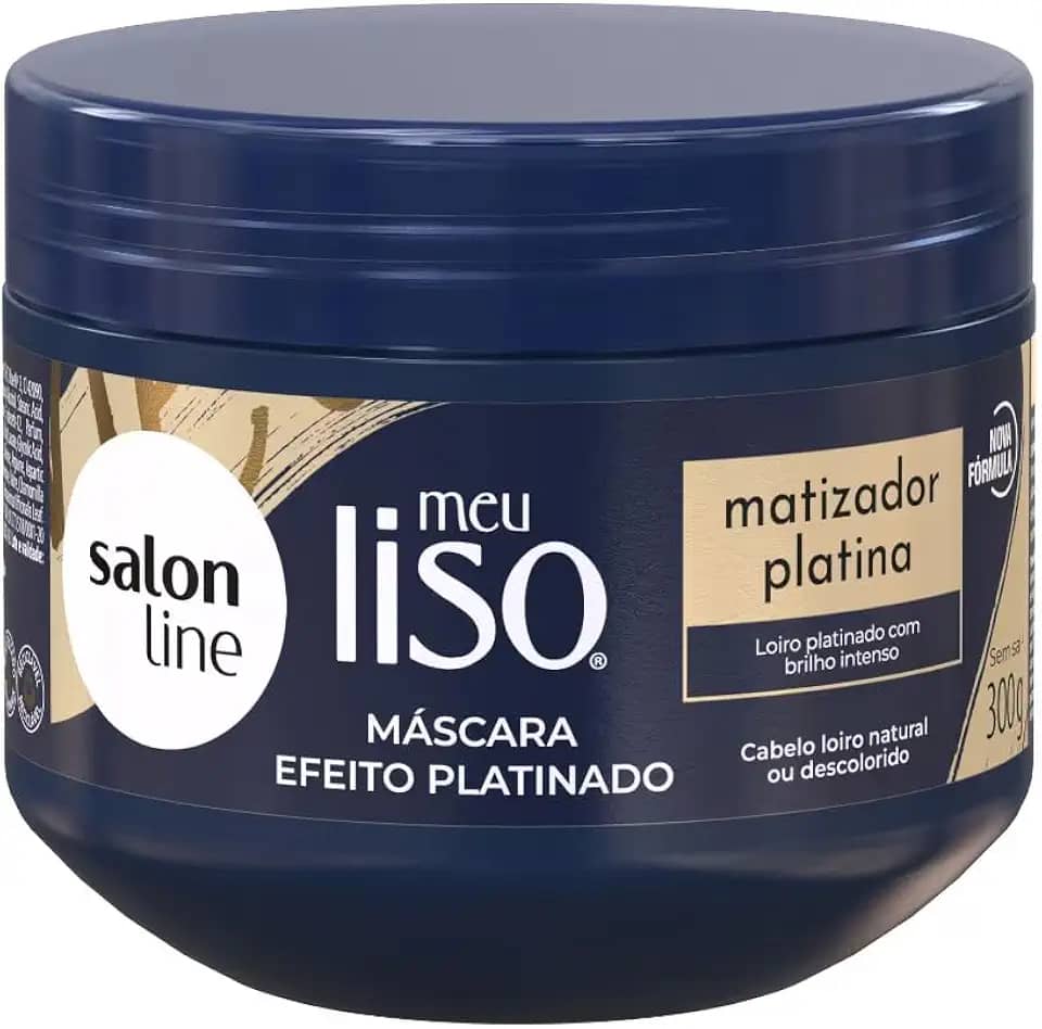 Salon Line, Máscara Matizadora, Meu Liso Platina, Vegano - Para Cabelos Lisos, 300g