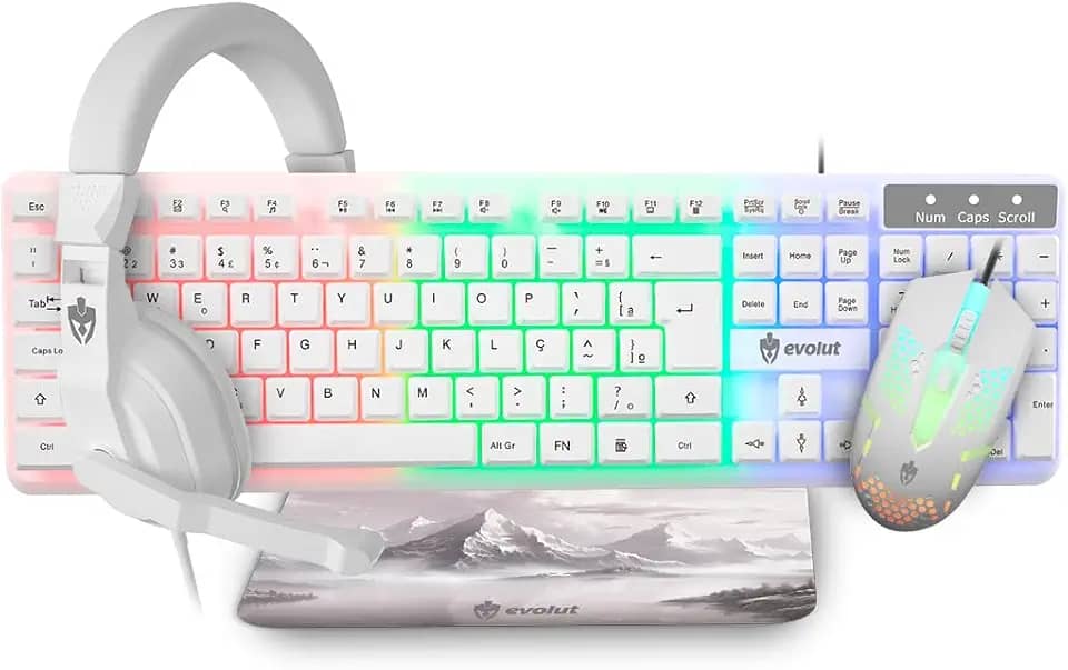 Kit Gamer Evolut Starter 4x1, Rainbow, Branco, Eg-55