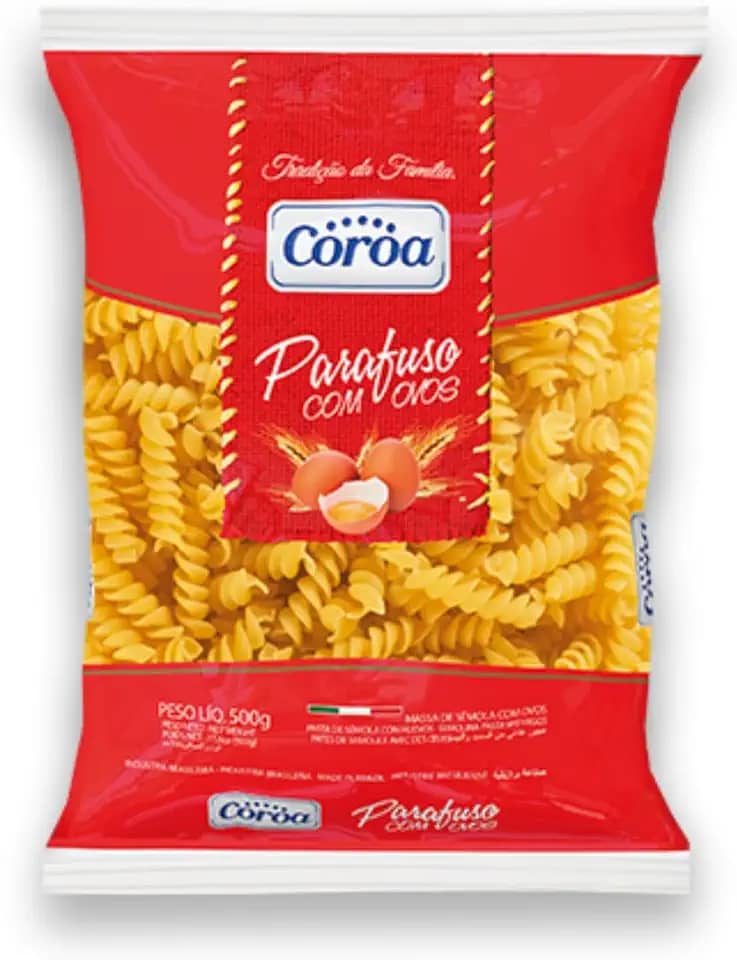 Coroa Macarrão Parafuso Com Ovos 500G Alimentos Massa Parafuso De Sêmola Com Ovos Pasta Fusilli All Uovo Vermelho Ótima Textura E Absorção De Molhos Tradição Da Família Desde 1908