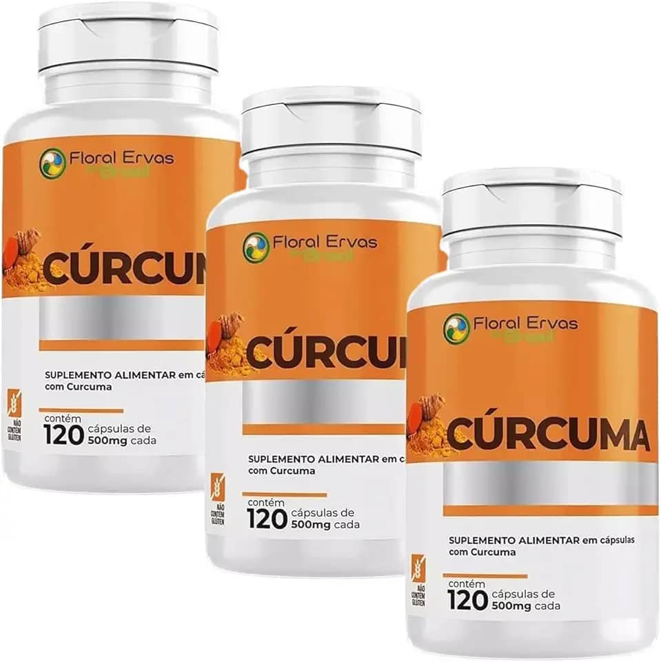 Kit 3x Cúrcuma Original 500mg com 120 Cápsulas de Curcumina Floral Ervas