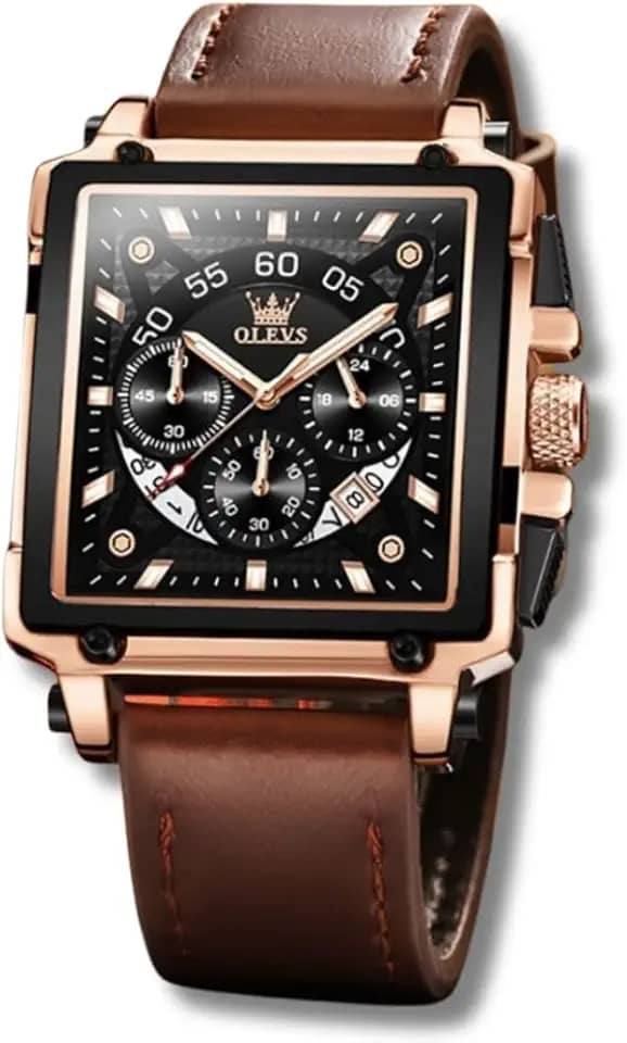 Relógio Masculino ¨King’s Domain¨ – Luxo, Resistência e Sofisticação – Aço Inoxidável 316L e Couro – 3ATM – Movimento a Quartzo – Acompanha Caixa Premium