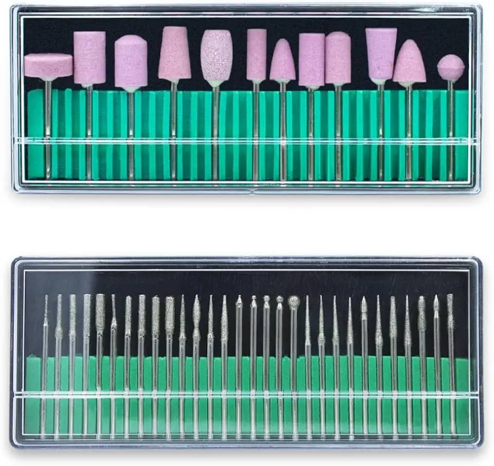 Kit 30 Brocas Diamantadas + 12 Brocas Polimento Unhas de Gel