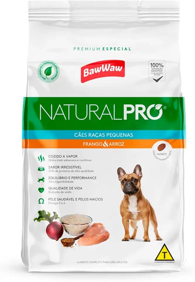 Ração Baw Waw Natural Pro para cães raças pequenas sabor Frango e Arroz - 10,1kg