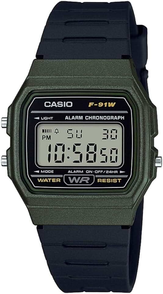 Relógio Casio Unissex Vintage F91wm 3adf Verde Digital