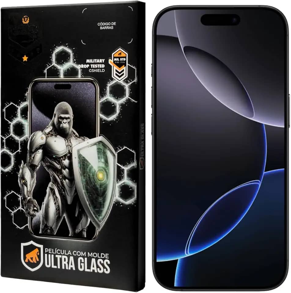 Gshield Película de Vidro Temperado Ionizado Anti-Reflexo Anti Impacto 100% de sensibilidade Tela Toda, Ultra Glass para (iPhone 16 Pro Max)