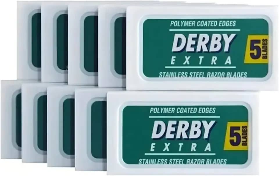 Lâmina De Barbear Inteira Derby Extra Em Aço Inox 50 Peças