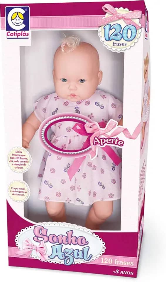 Boneca Bolofos 120 Frases sem Cabelo Cotiplás Rosa