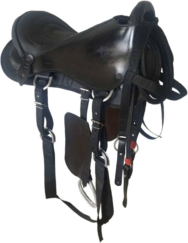 Sela Australiana de cavalgada para cavalo Preta com conjunto completo