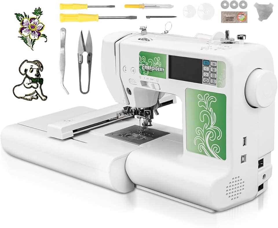 Máquina de Bordar, 110 V-220 V/45 W, 650 Pontos por Minuto, Maquina de Bordar, com Dois Bastidores de Bordado, com 96 Padrões Integrados