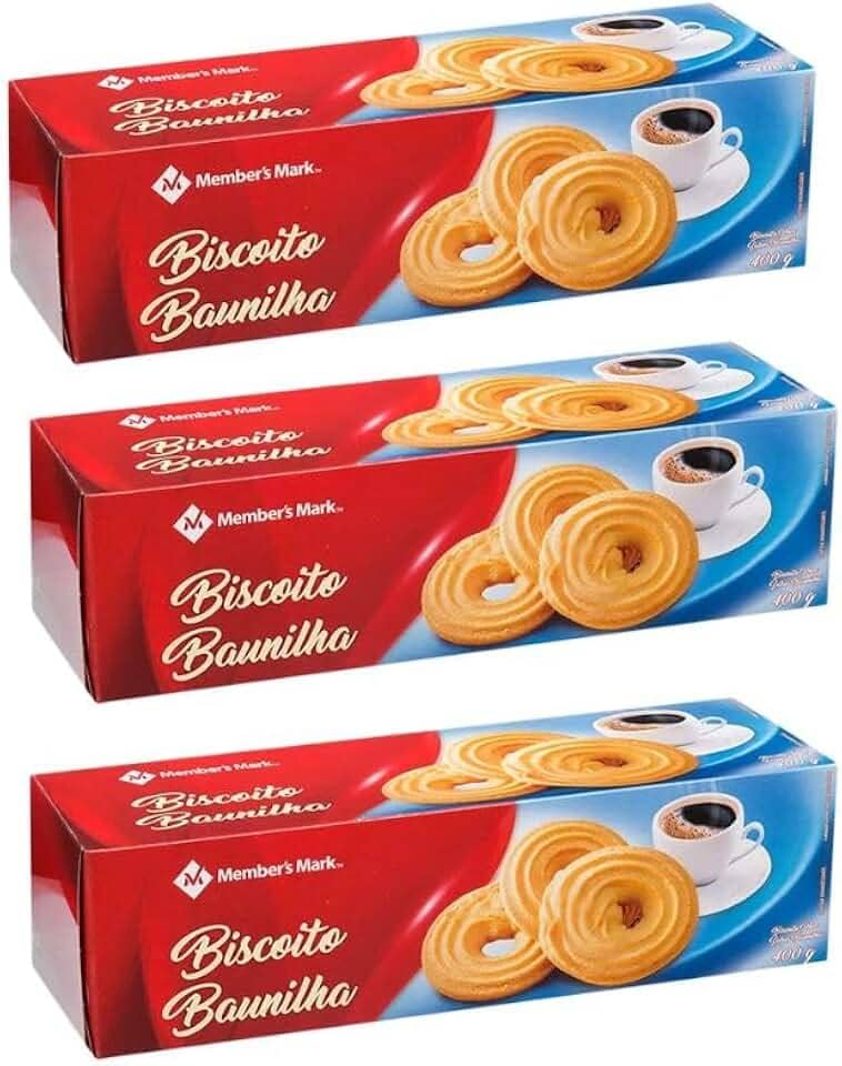 Kit 3 Biscoito Alemão Bolacha Doce Amanteigado Baunilha 400g