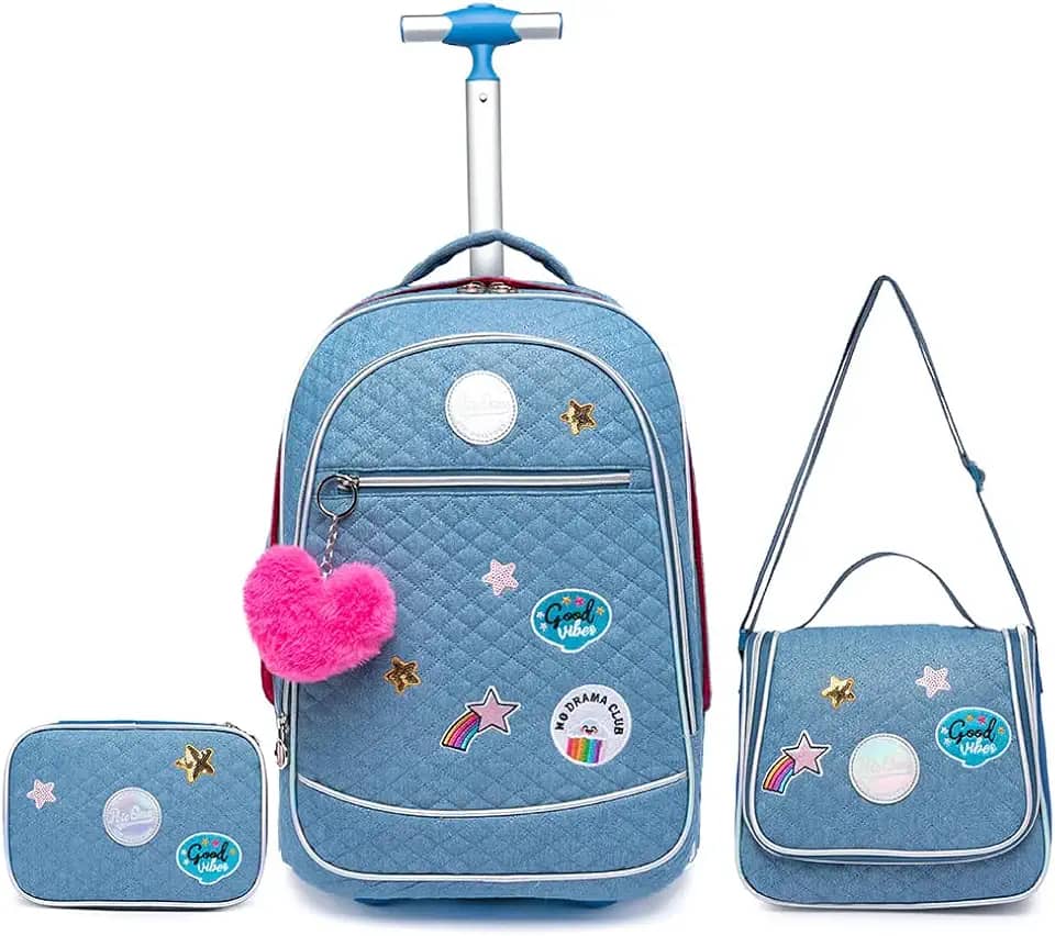 Kit Mochila Rodinha Feminina Juvenil Polo One Lancheira Térmica Estojo Organizador