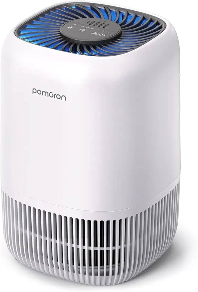 POMORON Purificadores de ar para quarto, casa, limpador de filtro de ar com esponja de fragrância, filtro HEPA verdadeiro H13 para fumaça, alergias, pólen, pelos de animais de estimação, odor, poeira
