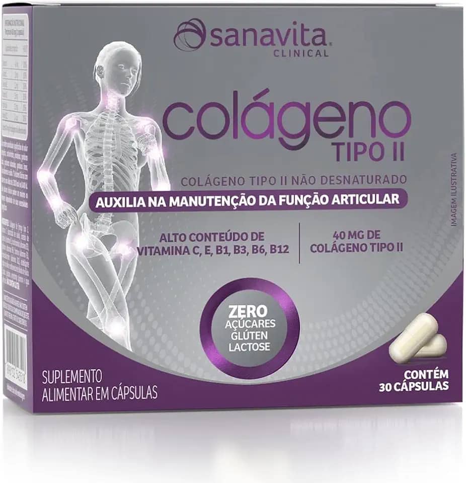 Colágeno Tipo II Sanavita 40mg c/ 30 Cápsulas