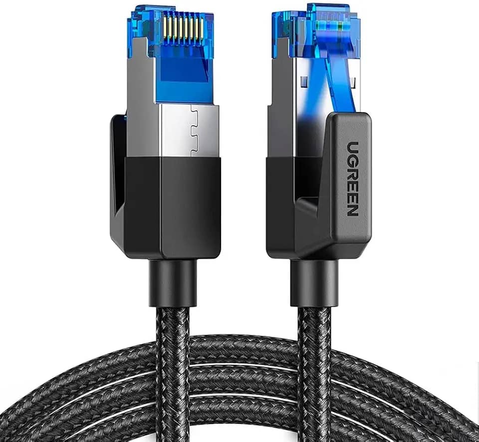 Cabo Rede RJ45 Cat8 F/FTP Macho 2M Preto Velocidade Extrema Internet Segura Estável Ideal para Streaming 4K Jogos Alta Performance Conexão Robusta Flexível