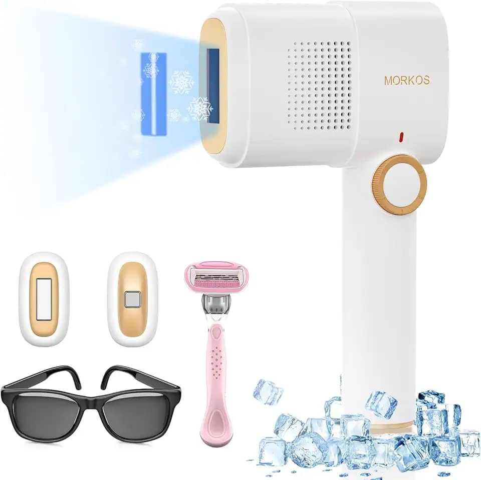 MORKOS IPL Depilador de luz de pulso 999,999 Flashes, depilação a laser 2 modos de 5 níveis, remoção a laser indolor para rosto, braços, pernas, axilas, depiladora a laser mulher e homem