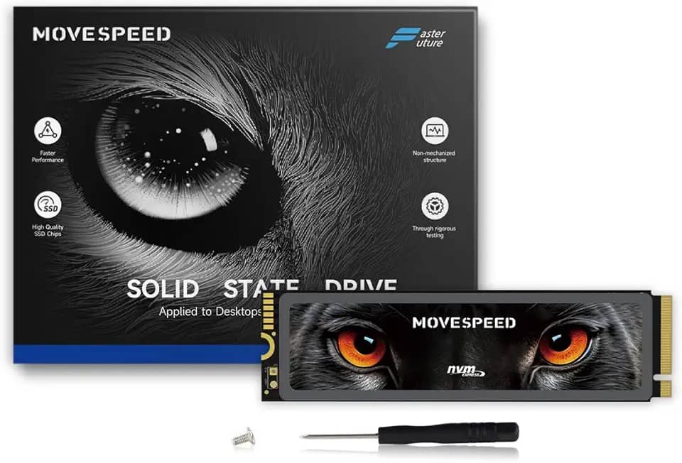 MOVE SPEED Unidade de estado sólido interna HB7450 de 4 TB para PS5 com dissipador de calor TLC NAND, SSD PCIe 4.0 NVMe M.2 - até 7450 MB/s, expansão de armazenamento 3D NAND, compatível com PS5