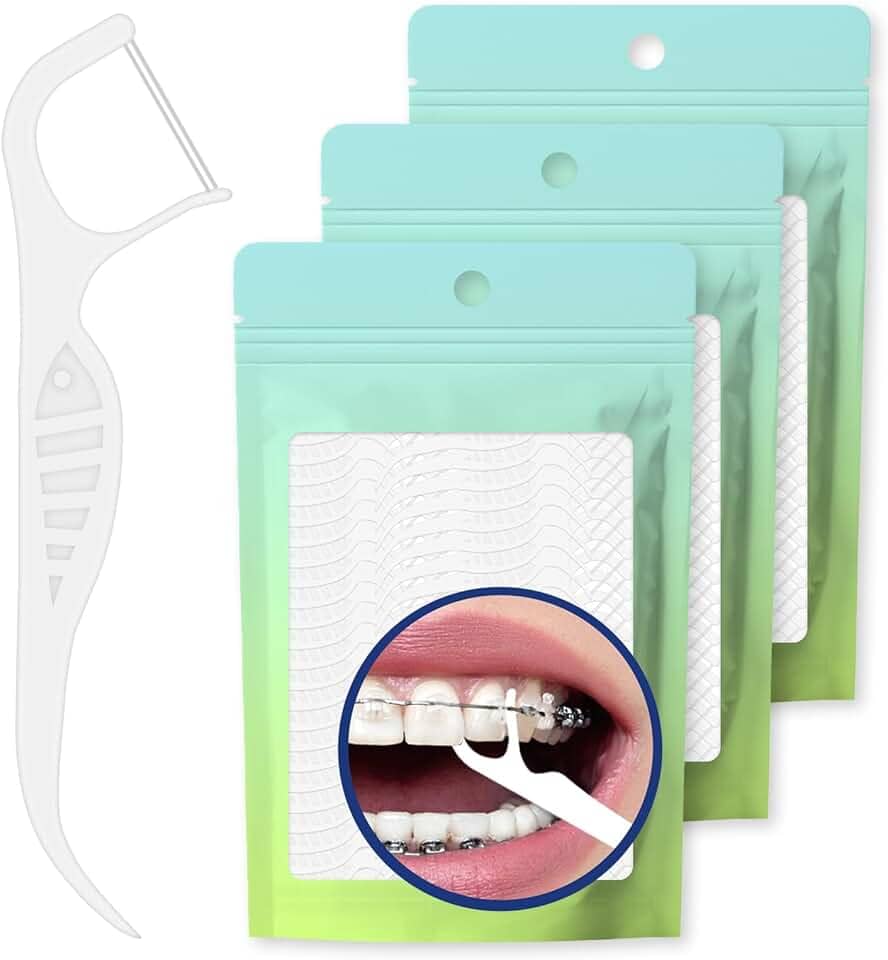 Fio dental ortodôntico para aparelhos, 300 unidades de fio dental de linha dupla para suspensórios dentes super limpos, fio dental para prevenção de cáries dentárias, melhores ferramentas de higiene