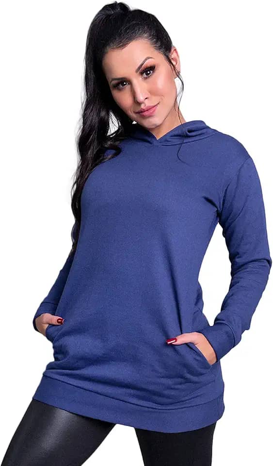 Casaco MVB Modas Feminino Moletom Flanelado Capuz