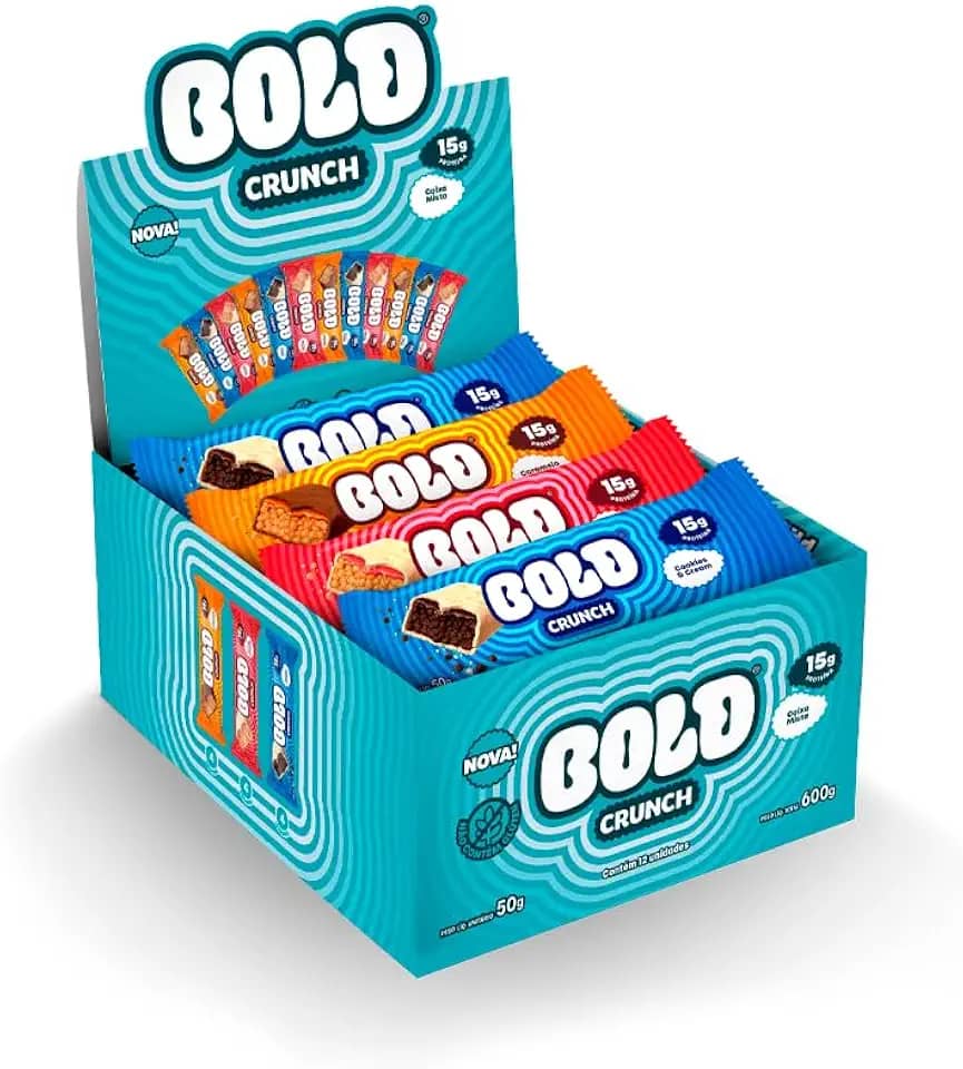 Barra de Proteína BOLD Crunch Caixa Mista (15g de Proteína) - Caixa com 12 unidades