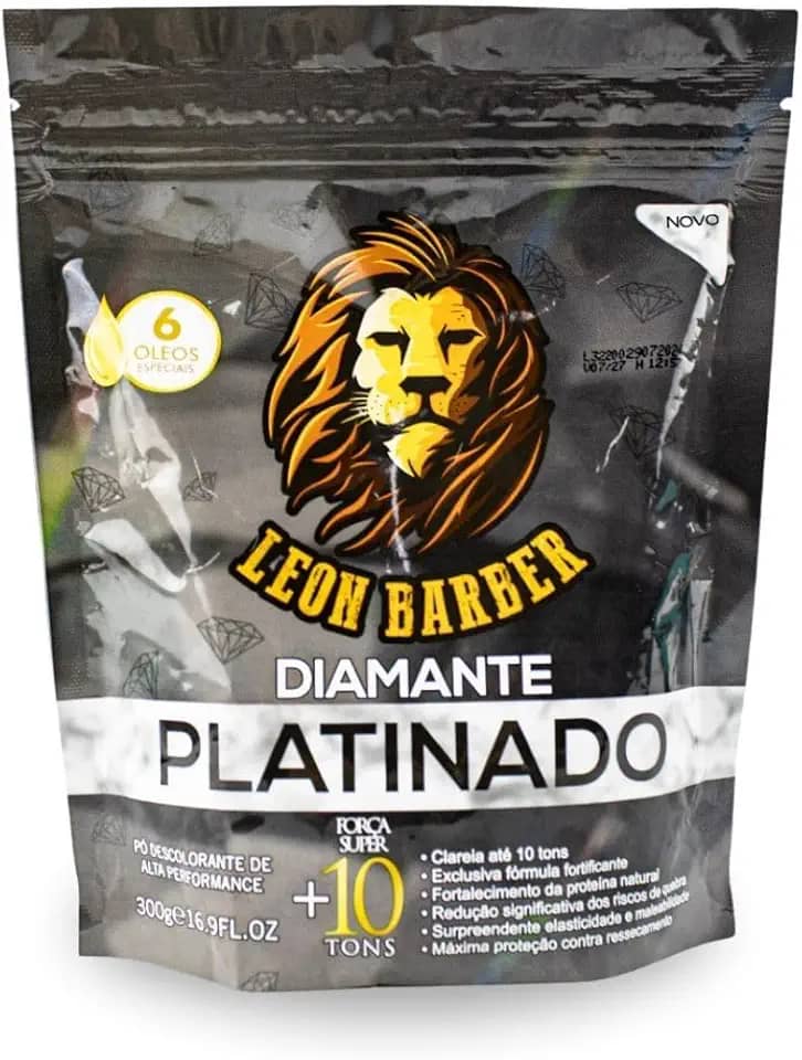 Leon Barber Descolorante Pó Diamante Platinado Profissional 10 Tons 300g