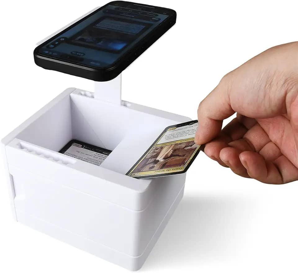 TCG Card Scanner Phone Holder, Compatible with Standard Size Unsleeved Trading Cards, Designed for Fast MTG Card Scanning, Works with ManaBox App, Ideal for Quick Scans and Price Checks