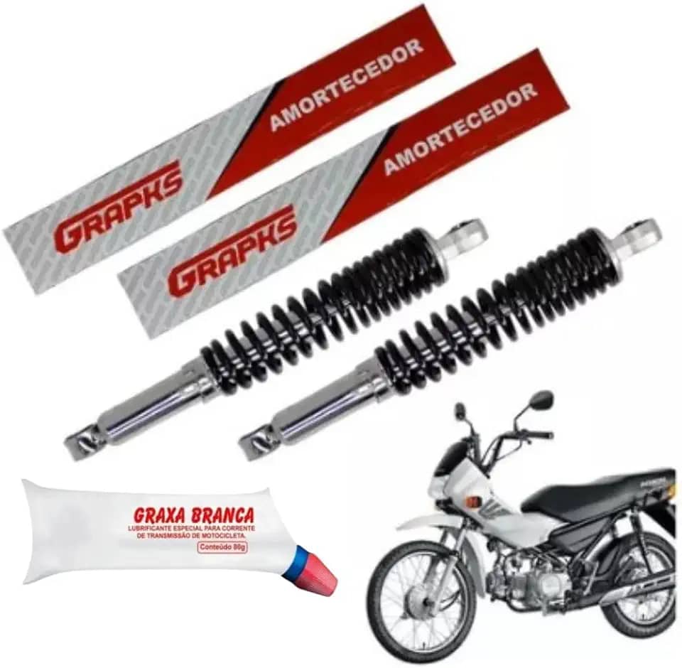 Combo Par Amortecedores Monoshock Prolink C100 e C125 Biz e Pop 100 1998 a 2015 Grapks e Graxa