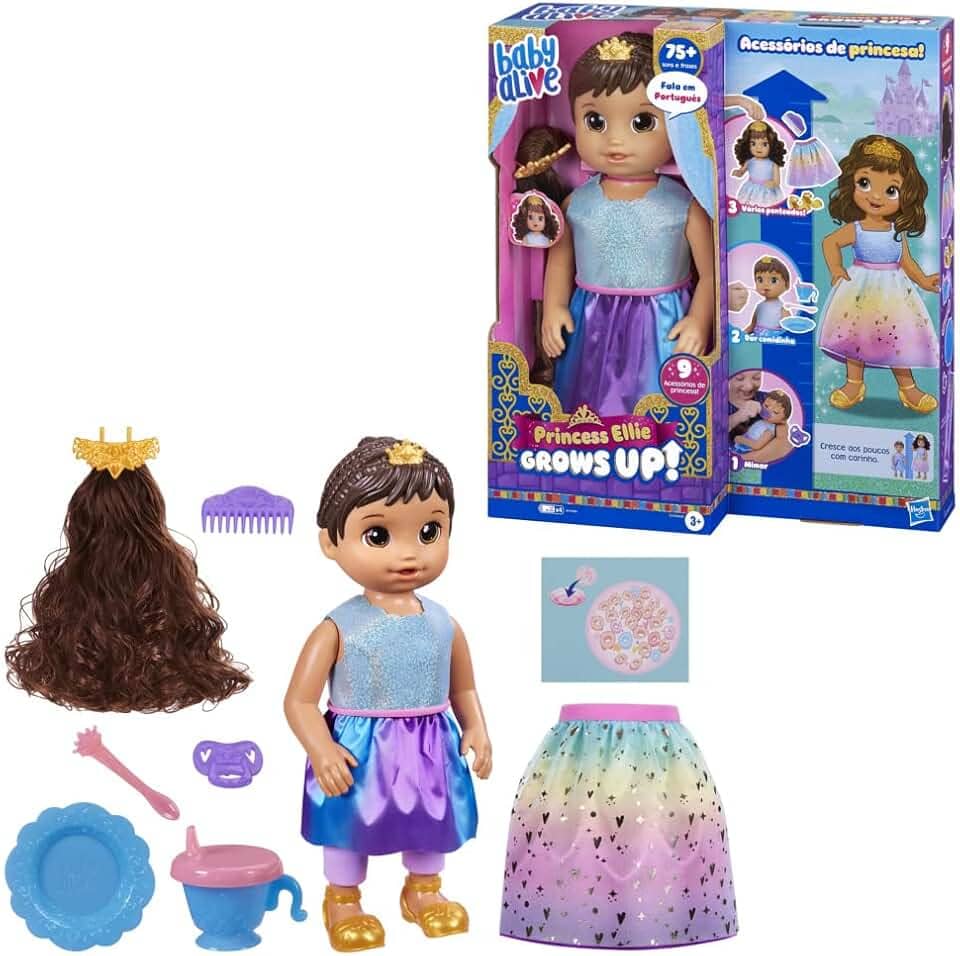Baby Alive, Boneca Bebê Princess Ellie Grows Up! Castanha