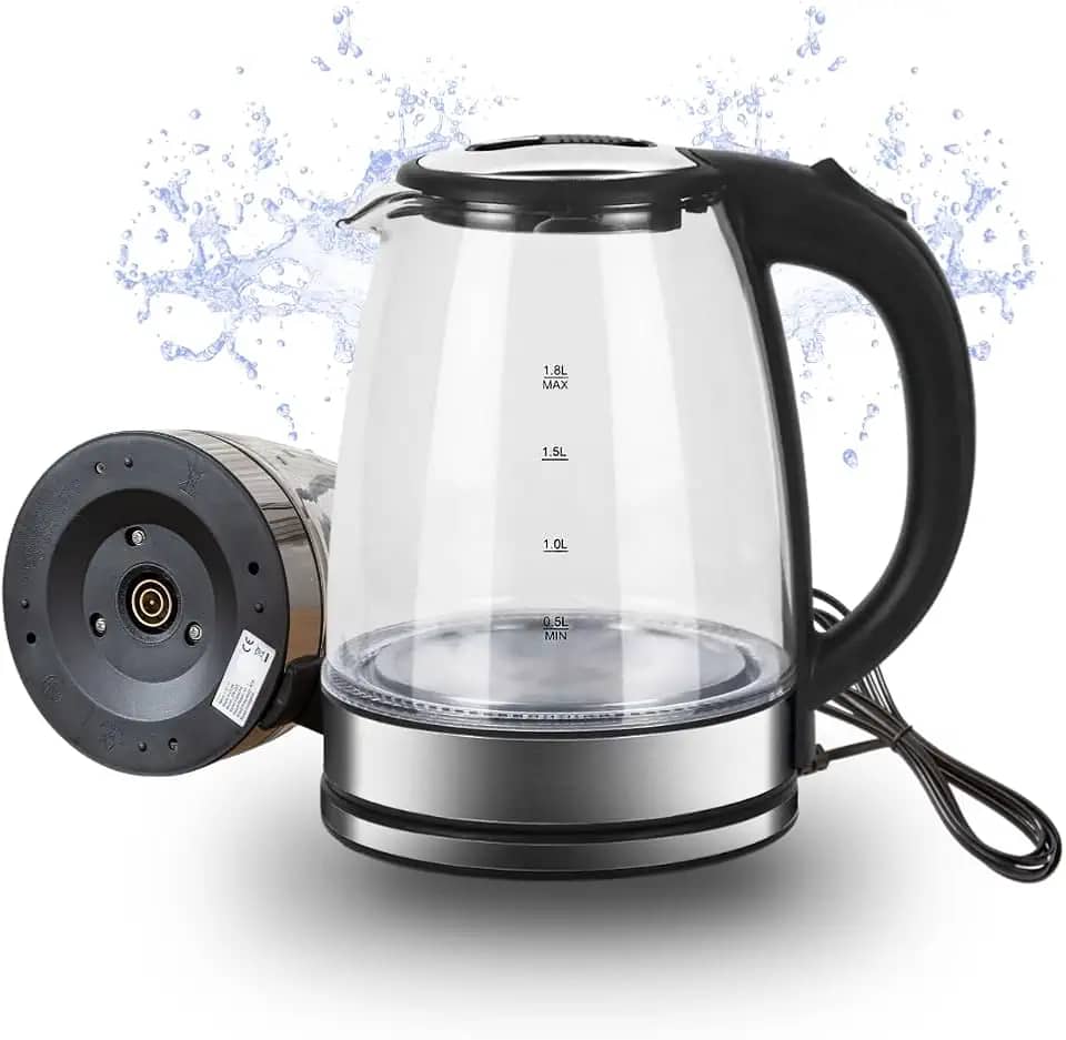 Chaleira Eletrica de Vidro 110v Potência 1200W Capacidade 1,8L Desligamento Automático Efeito de Luz Interno - Qualidade Premium Ezc® (110v)
