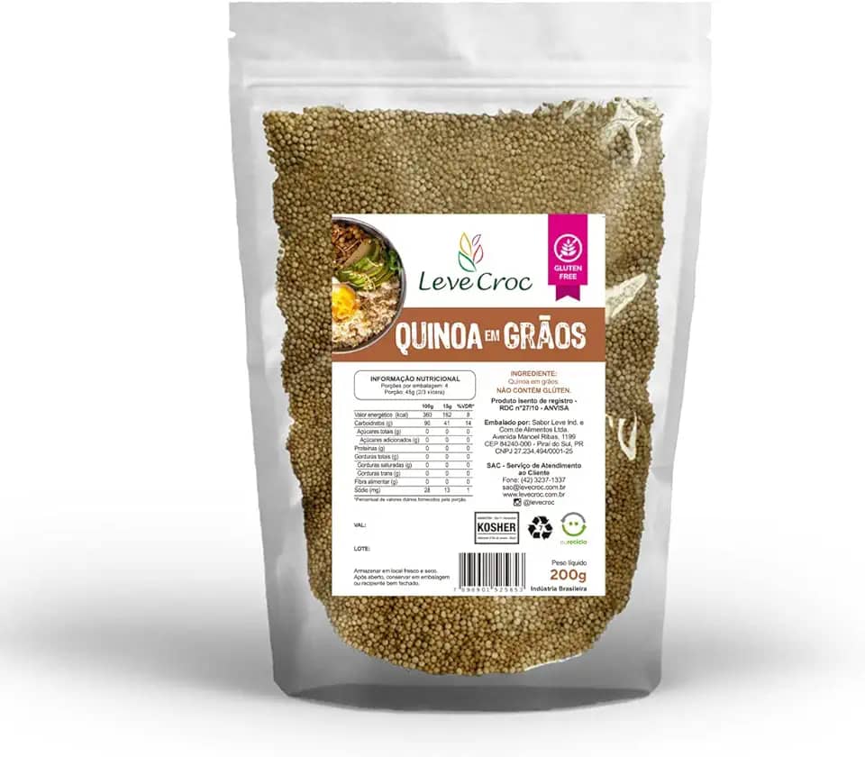 Quinoa sem glúten em grãos Leve Croc 200g