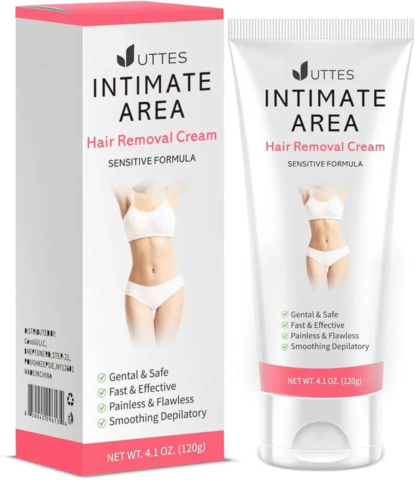 Creme para depilação íntimo/privado para mulheres, para cabelo indesejado nas axilas, partes particulares, área de banho e biquíni, creme depilatório indolor impecável, fórmula sensível adequada para todos os tipos de pele