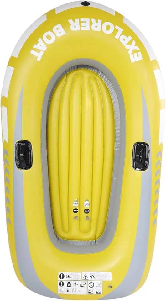 Pilipane Caiaque inflável canoa barco premium resistente PVC 2 pessoas remo barco aéreo para pesca à deriva mergulho amarelo 45 x 74 polegadas