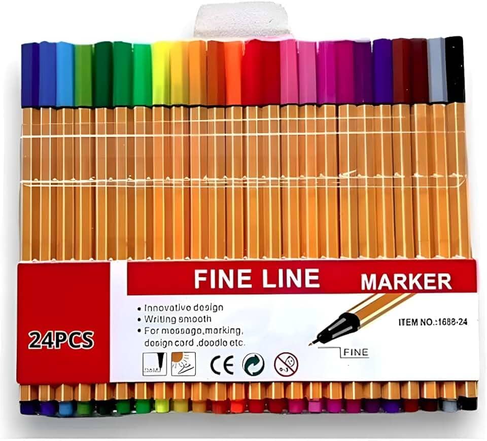 Canetas Coloridas Ponta Fina Fineliner 0.4mm Kit Com 24 Cores