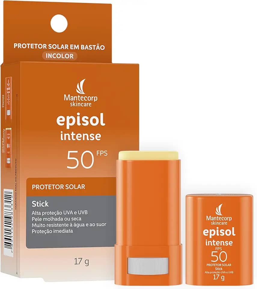 Mantecorp - Protetor Solar Episol Intense Stick FPS 50 - Alta Proteção e Hidratação em Formato Prático - 17g