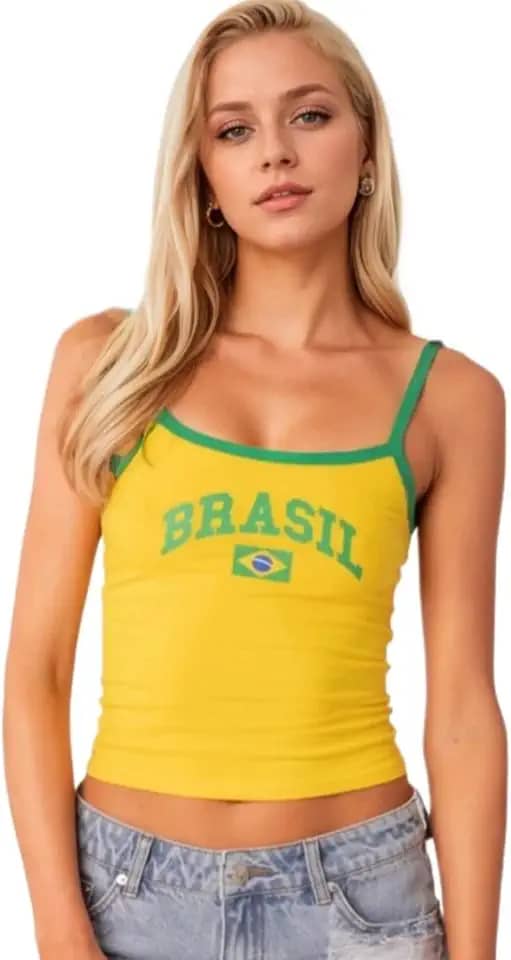 Y2k Tops para mulheres Brasil crop top Y2k camiseta Y2k camiseta gráfica para mulheres vintage 90s streetwear camisas