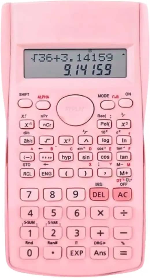 Calculadora Científica de Engenharia, 240 Funções, Display de Linha Dupla, Ideal Escola e Escritório (Rosa)