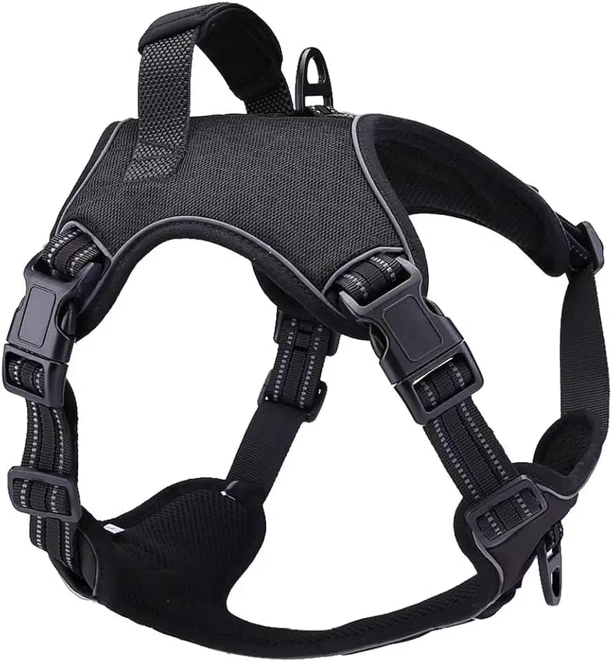 Peitoral Antipuxão Colete Resistente Cães Fortes MADOG Power Preta (tamanho G)