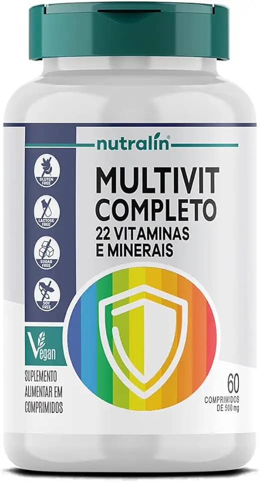 Nutralin Multivitamínico Completo A-Z (22 Vitaminas E Minerais) 60 Comp De 500Mg Vegano |