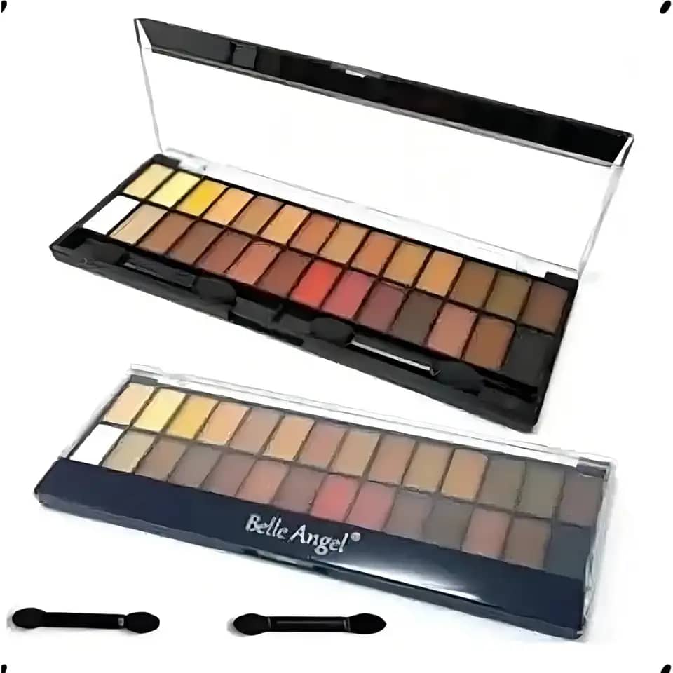 Belle Angel - Paleta de Maquiagem 28 Sombras Nude + Pincéis Profissionais | Cores Neutras, Longa Duração e Acabamento Matte/Cintilante | Inclui Estojo e Kit de Pincéis para Olhos