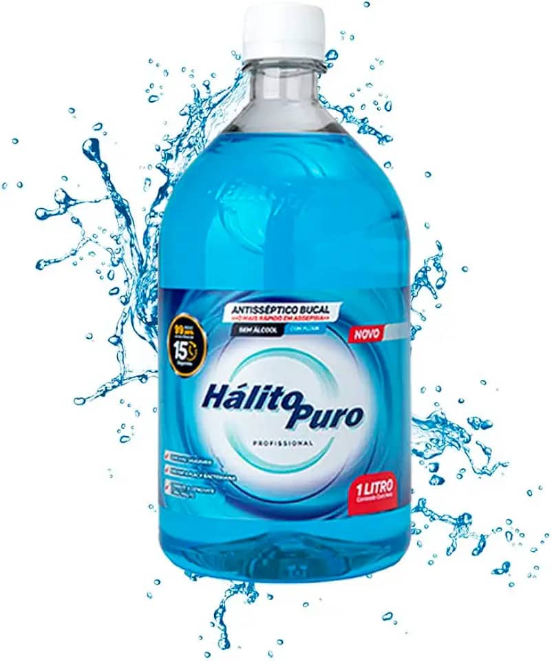 Antisséptico Bucal 1 Litro dispenser 3 em1 Refil Grande Hálito Puro