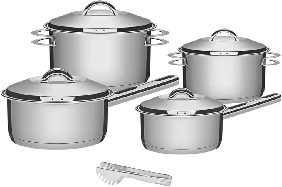 Jogo de Panelas Tramontina Aço Inox Solar 4 peças + Pegador de massa