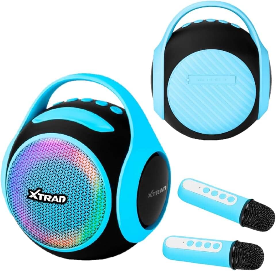 Caixa de Som Bluetooth Microfone Karaokê 20w Portátil Usb Aux (Azul)