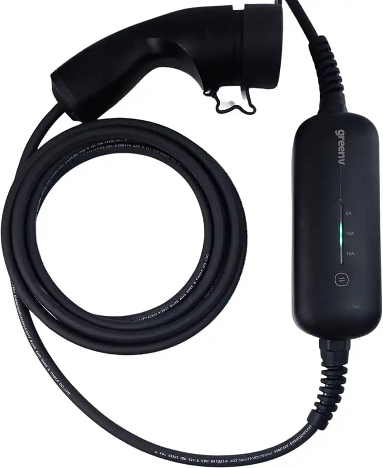 Carregador Portátil Para Carro Elétrico 3,6 kW Bivolt, BYD GWM Volvo Cabo de 5 metros IP66 resistente a água e a poeira, compatível Todos os Veículos 100-240V