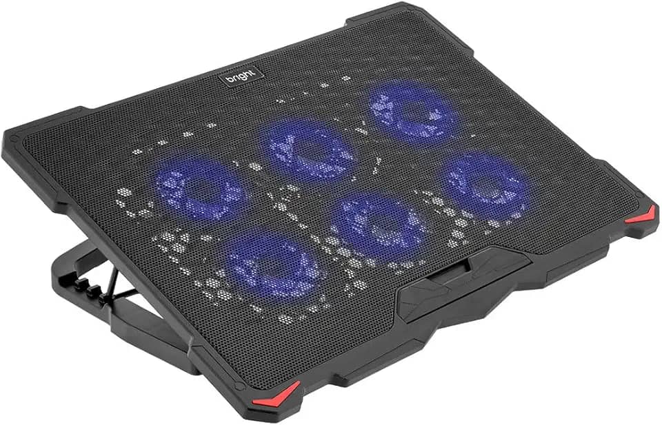 Bright Cooler para Notebook 6 Fans (6 Ventoinhas) LED e USB Hub Preto Bright, 1500 RPM, Ruído 20dBA